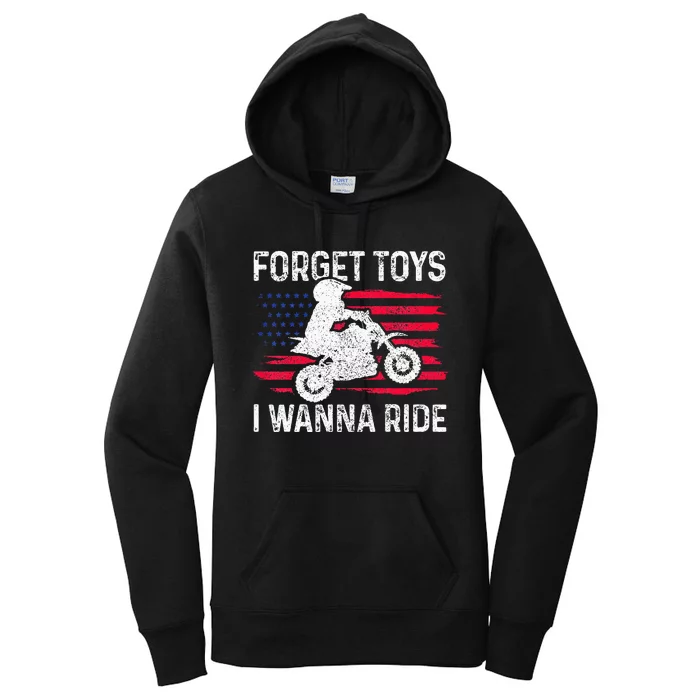 CKids Forget Toys I Wanna Ride Motocross Dirt Bike MX Racing Women's Pullover Hoodie