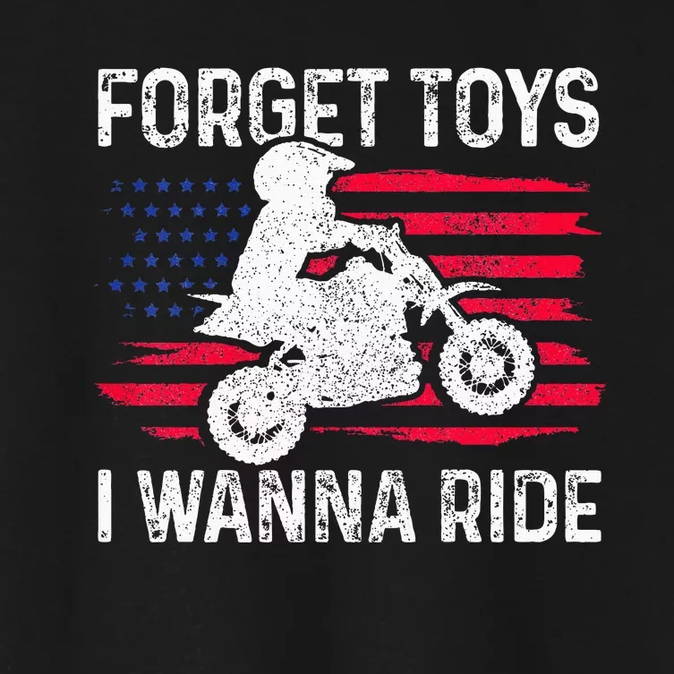 CKids Forget Toys I Wanna Ride Motocross Dirt Bike MX Racing Women's Crop Top Tee