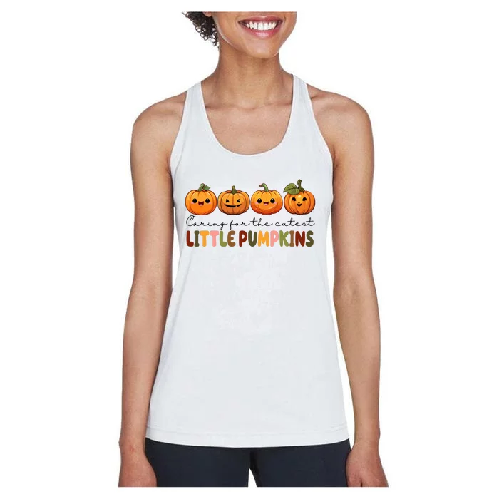 Caring For The Cutest Little Pumpkins Women's Racerback Tank