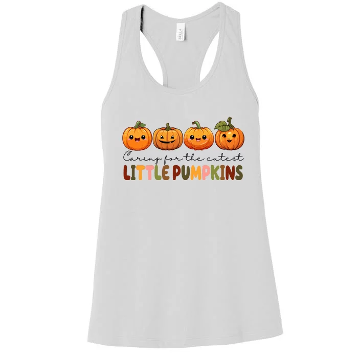 Caring For The Cutest Little Pumpkins Women's Racerback Tank