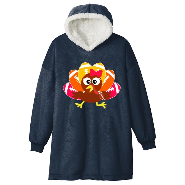 Cute Football Turkey Balls Funny Thanksgiving Gift Hooded Wearable Blanket