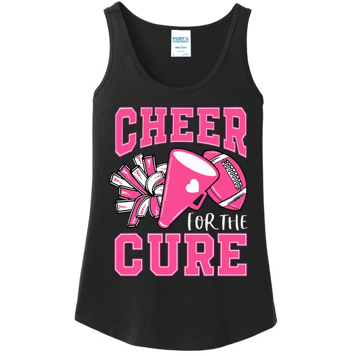 Cheer For The Cure Breast Cancer Awareness Cheerleader Ladies Essential Tank