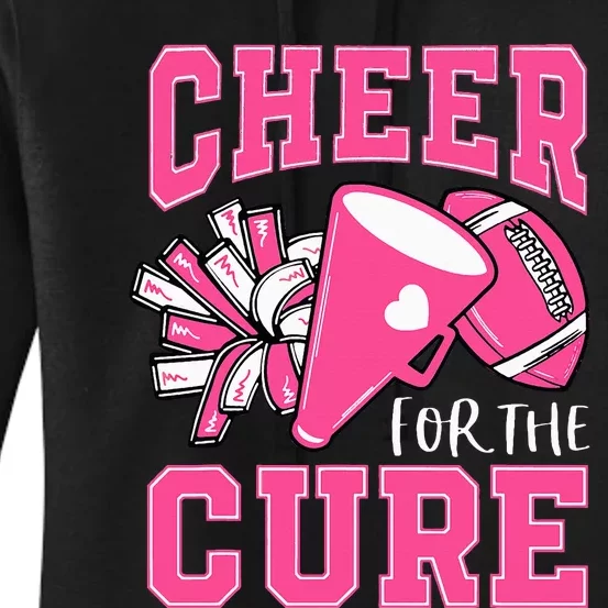 Cheer For The Cure Breast Cancer Awareness Cheerleader Women's Pullover Hoodie