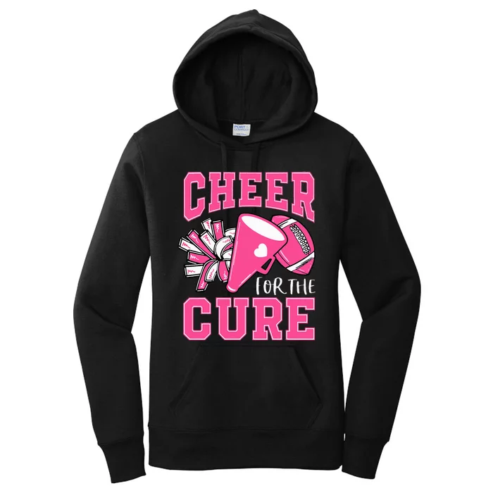 Cheer For The Cure Breast Cancer Awareness Cheerleader Women's Pullover Hoodie