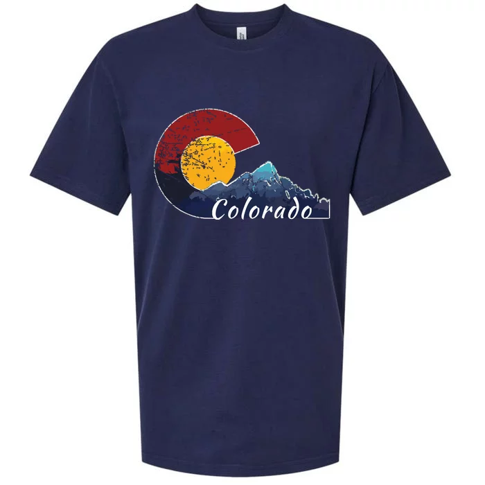 Colorado Flag Themed Mountain Scenery Colorado Sueded Cloud Jersey T-Shirt