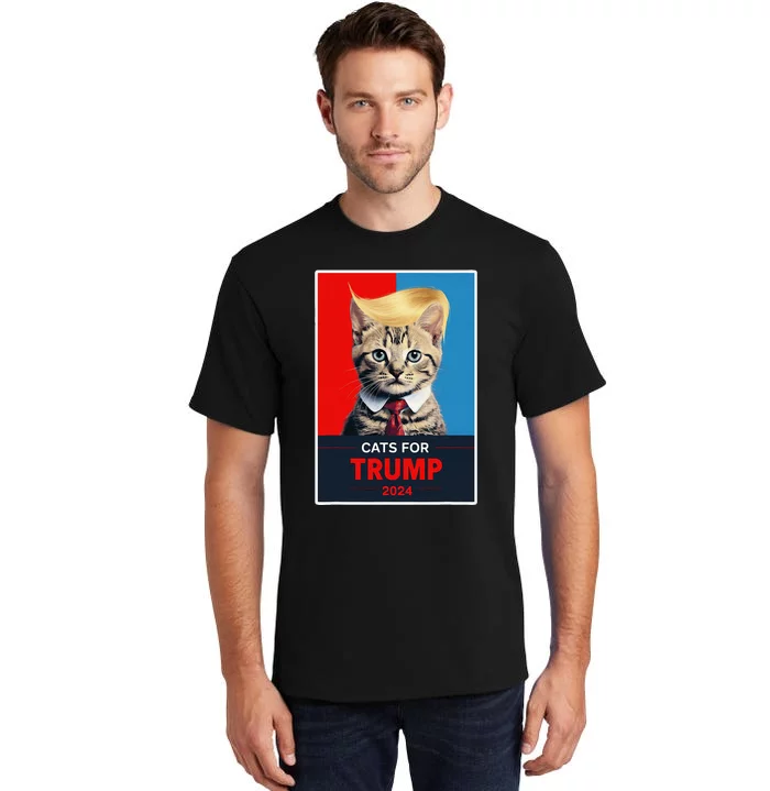 Cats For Trump 2024 Election Gift Tall T-Shirt