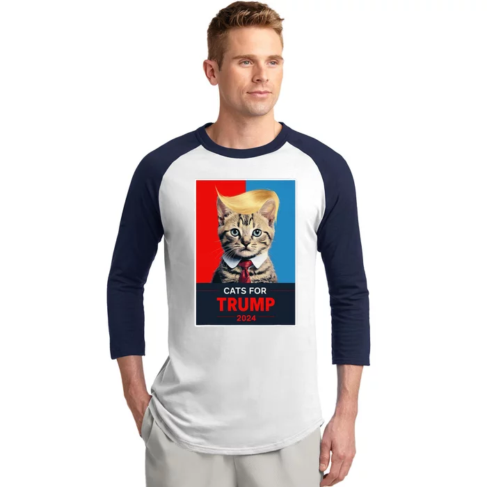 Cats For Trump 2024 Election Gift Baseball Sleeve Shirt