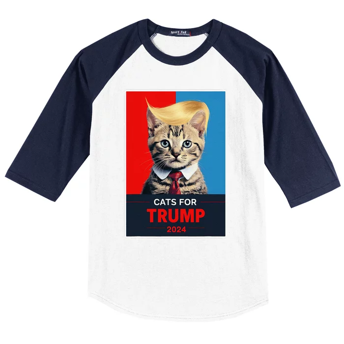 Cats For Trump 2024 Election Gift Baseball Sleeve Shirt