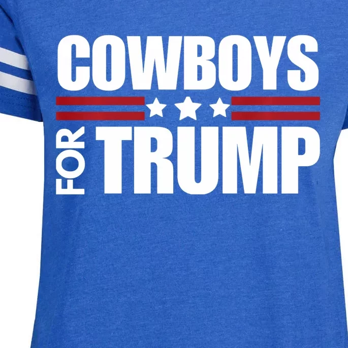 Cowboys For Trump 2024 Election Conservative Republican Enza Ladies Jersey Football T-Shirt