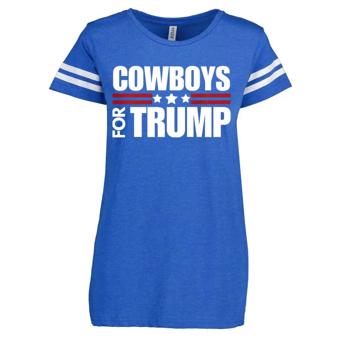 Cowboys For Trump 2024 Election Conservative Republican Enza Ladies Jersey Football T-Shirt