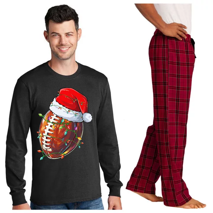 Christmas Football Team Santa Sports Design Long Sleeve Pajama Set