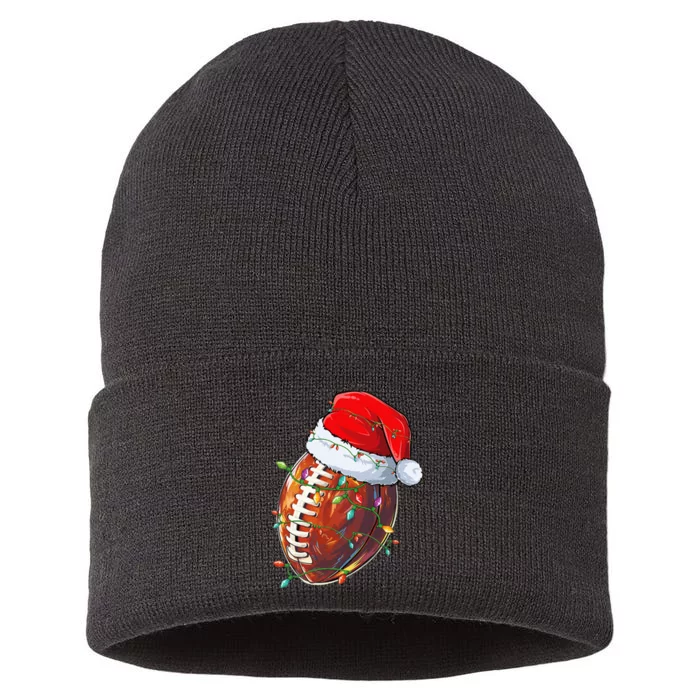 Christmas Football Team Santa Sports Design Sustainable Knit Beanie