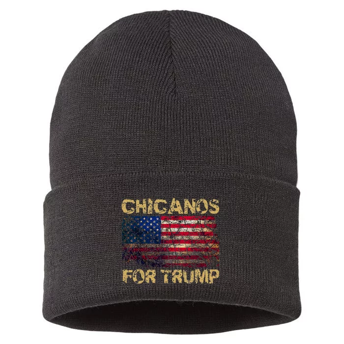 Chicanos For Trump Funny Trump 2024 President Sustainable Knit Beanie