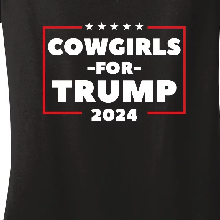 Cowgirls For Trump 2024 Women's V-Neck T-Shirt