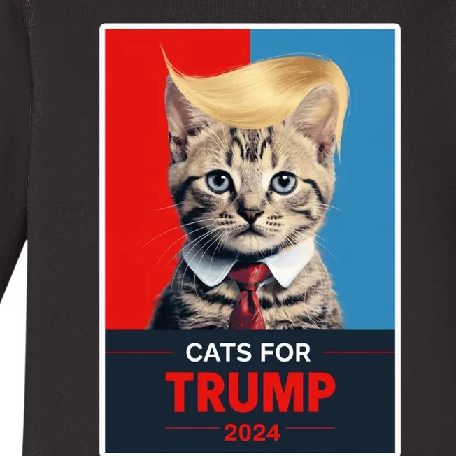 Cats For Trump 2024 Election Funny Trump Cats Lovers Baby Long Sleeve Bodysuit