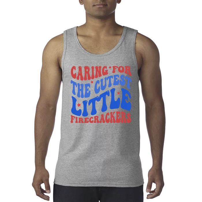 Caring For The Cutest Little Firecrackers 4th Of July Tank Top