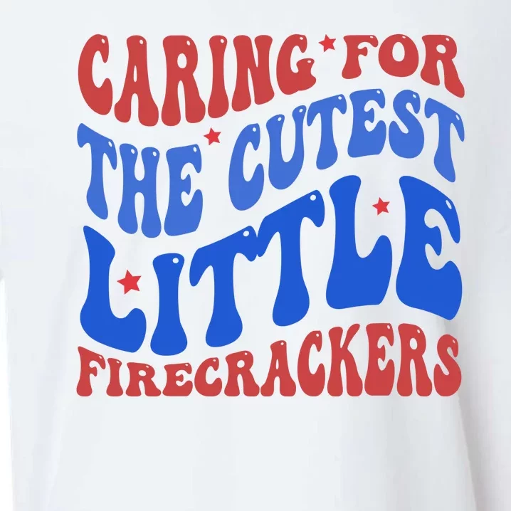 Caring For The Cutest Little Firecrackers 4th Of July Sueded Cloud Jersey T-Shirt