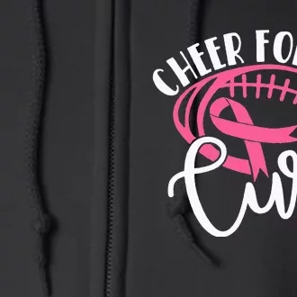 Cheer For The Cure Pink Breast Cancer Awareness Full Zip Hoodie