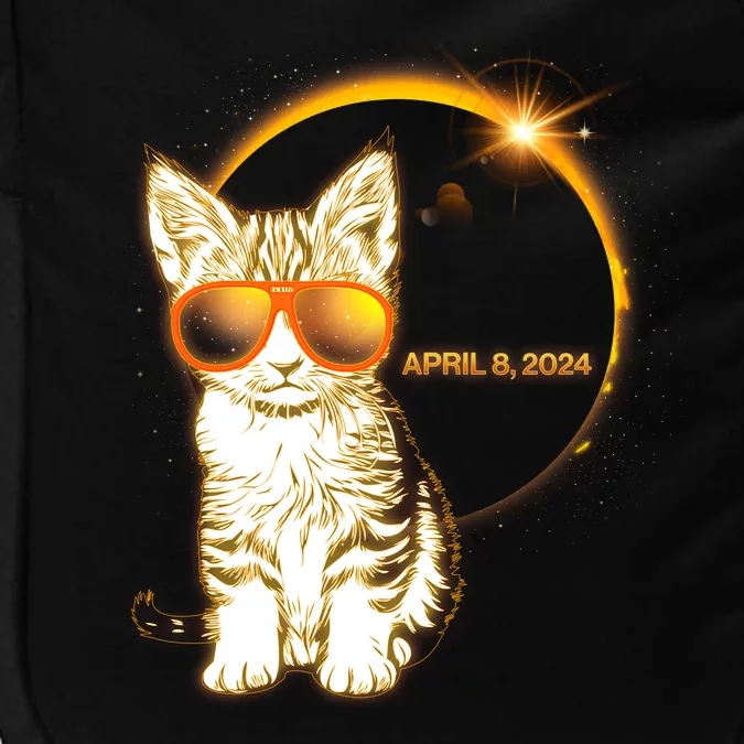 Cool Funny Total Solar Eclipse April 8 2024 Sunglasses Cat Kitten Impact Tech Backpack