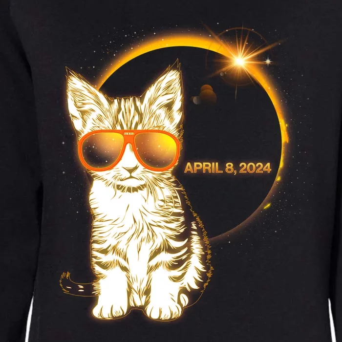 Cool Funny Total Solar Eclipse April 8 2024 Sunglasses Cat Kitten Womens California Wash Sweatshirt