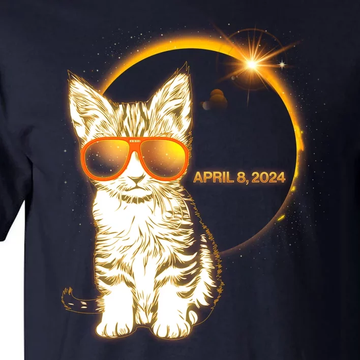 Cool Funny Total Solar Eclipse April 8 2024 Sunglasses Cat Kitten Tall T-Shirt