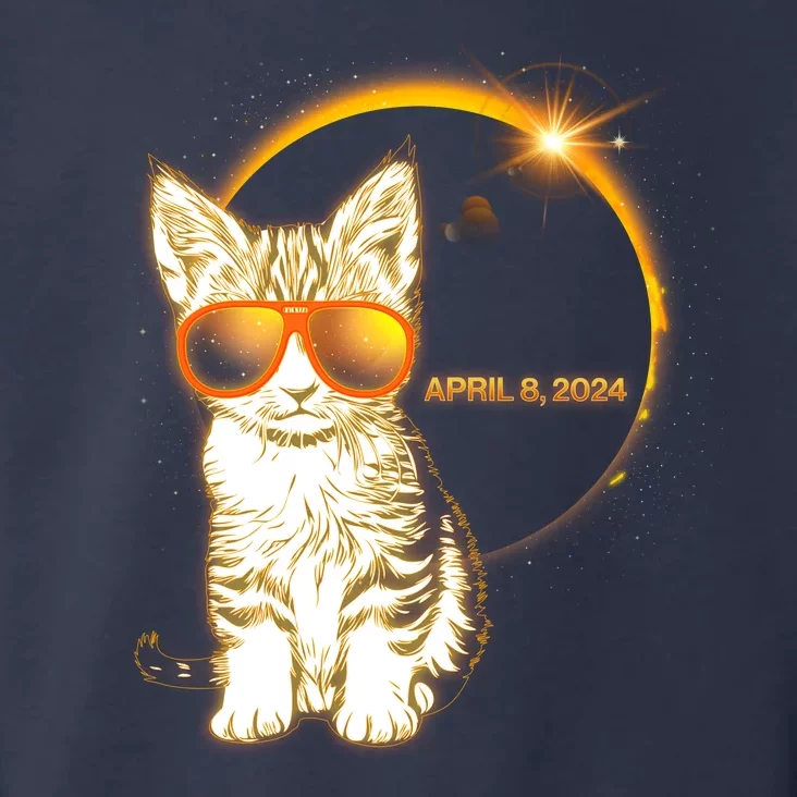 Cool Funny Total Solar Eclipse April 8 2024 Sunglasses Cat Kitten Toddler Hoodie