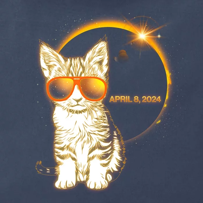 Cool Funny Total Solar Eclipse April 8 2024 Sunglasses Cat Kitten Zip Tote Bag