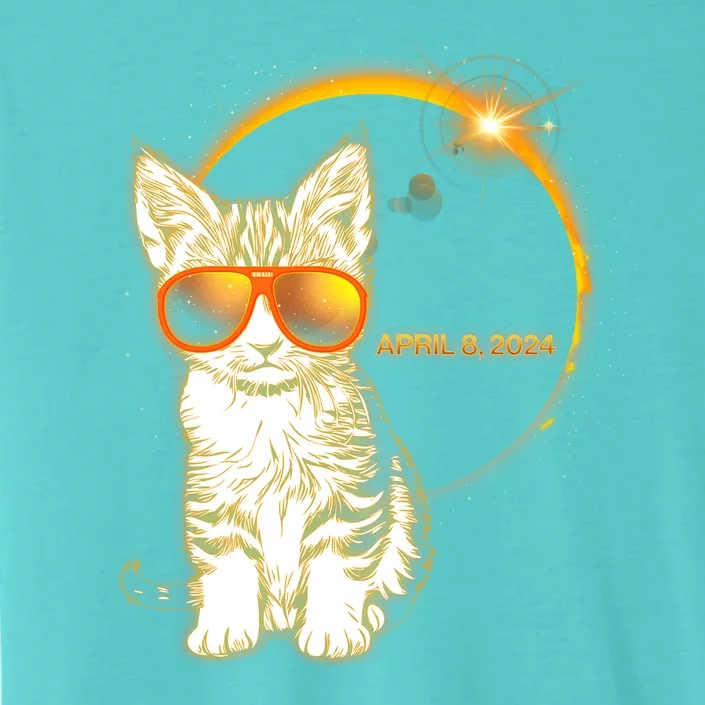 Cool Funny Total Solar Eclipse April 8 2024 Sunglasses Cat Kitten ChromaSoft Performance T-Shirt