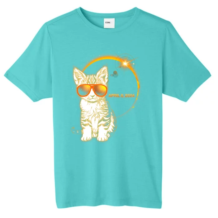 Cool Funny Total Solar Eclipse April 8 2024 Sunglasses Cat Kitten ChromaSoft Performance T-Shirt