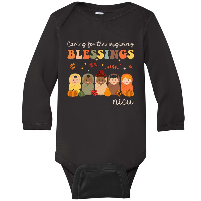 Caring For Thanksgiving Blessings Neonatal Nicu Nurse Fall Baby Long Sleeve Bodysuit