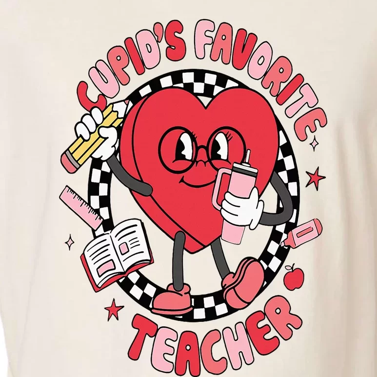 Cupids Favorite Teacher Cute Heart Valentines Day Garment-Dyed Women's Muscle Tee