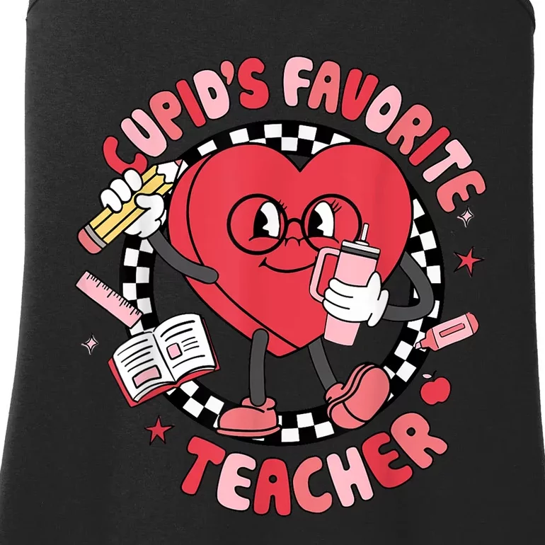 Cupids Favorite Teacher Cute Heart Valentines Day Ladies Essential Tank