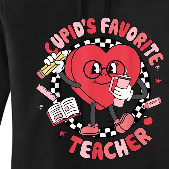 Cupids Favorite Teacher Cute Heart Valentines Day Women's Pullover Hoodie