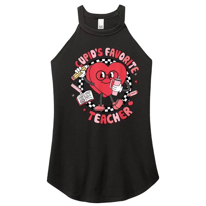 Cupids Favorite Teacher Cute Heart Valentines Day Women’s Perfect Tri Rocker Tank