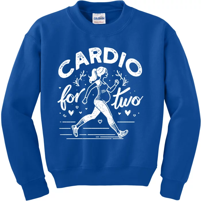 Cardio For Two Funny Pregnancy Workout Funny Gift Kids Sweatshirt