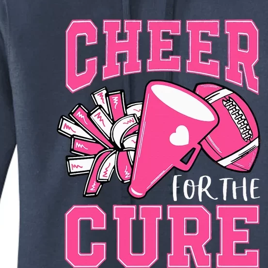 Cheer For The Cure Breast Cancer Awareness Cheerleader Funny Women's Pullover Hoodie