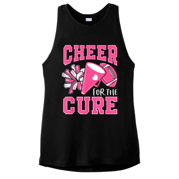 Cheer For The Cure Breast Cancer Awareness Cheerleader Funny Ladies Tri-Blend Wicking Tank