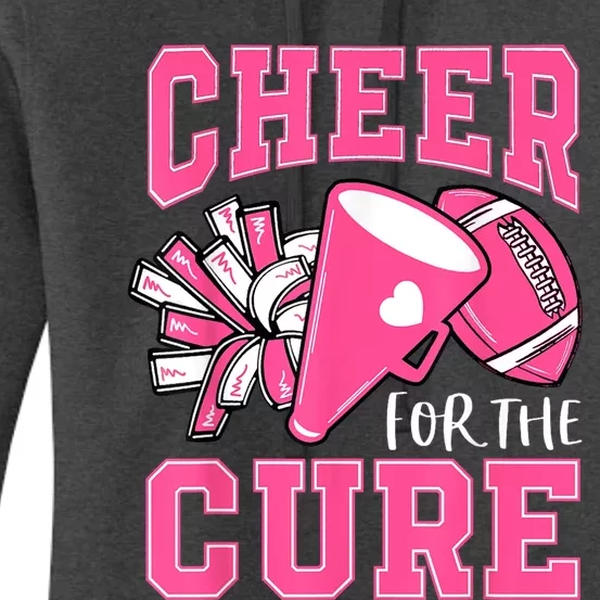 Cheer For The Cure Breast Cancer Awareness Cheerleader Funny Women's Pullover Hoodie