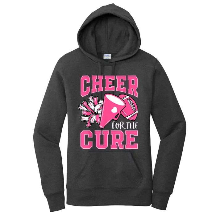 Cheer For The Cure Breast Cancer Awareness Cheerleader Funny Women's Pullover Hoodie