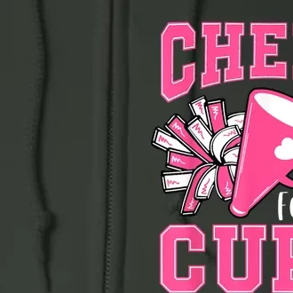 Cheer For The Cure Breast Cancer Awareness Cheerleader Funny Full Zip Hoodie