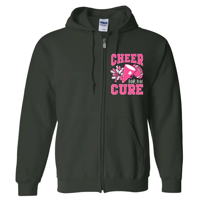 Cheer For The Cure Breast Cancer Awareness Cheerleader Funny Full Zip Hoodie