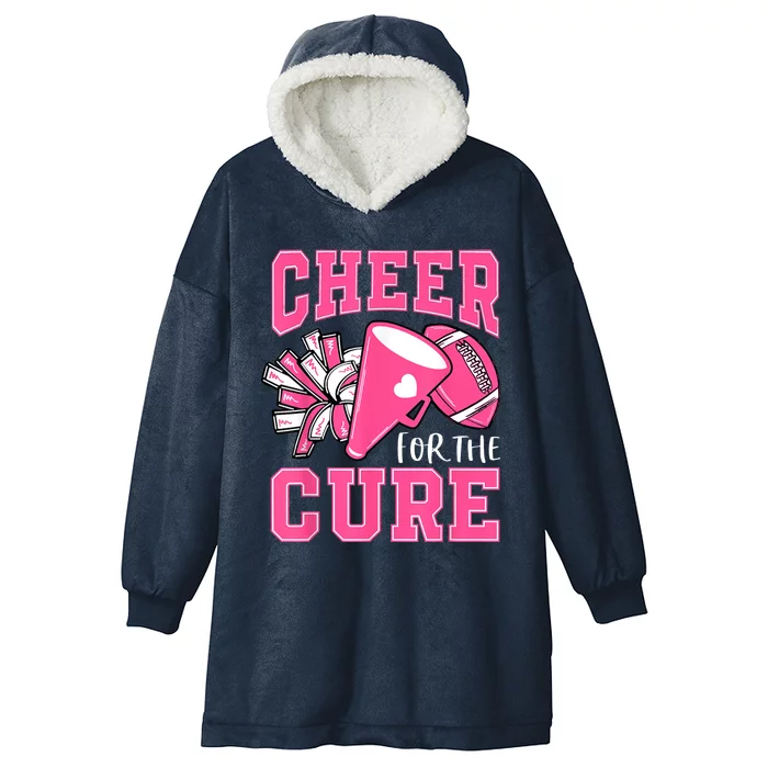 Cheer For The Cure Breast Cancer Awareness Cheerleader Funny Hooded Wearable Blanket