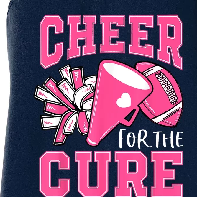 Cheer For The Cure Breast Cancer Awareness Cheerleader Funny Women's Racerback Tank