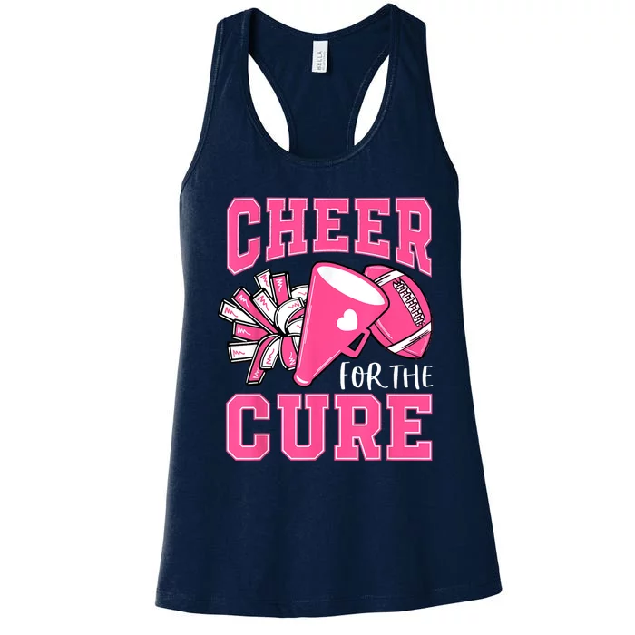 Cheer For The Cure Breast Cancer Awareness Cheerleader Funny Women's Racerback Tank