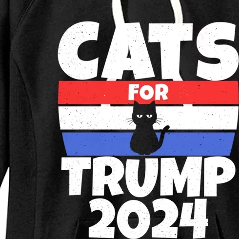 Cats For Trump 2024 Cat Owner Republican Cute Gift Women's Fleece Hoodie