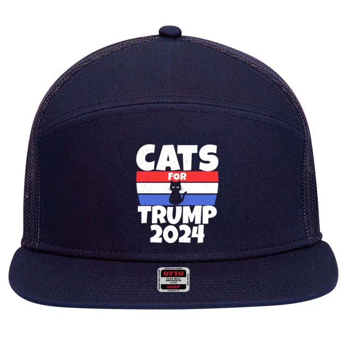 Cats For Trump 2024 Cat Owner Republican Cute Gift 7 Panel Mesh Trucker Snapback Hat