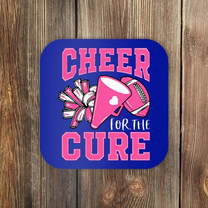 Cheer For The Cure Breast Cancer Awareness Cheerleader Funny Coaster