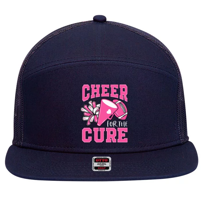 Cheer For The Cure Breast Cancer Awareness Cheerleader Funny 7 Panel Mesh Trucker Snapback Hat