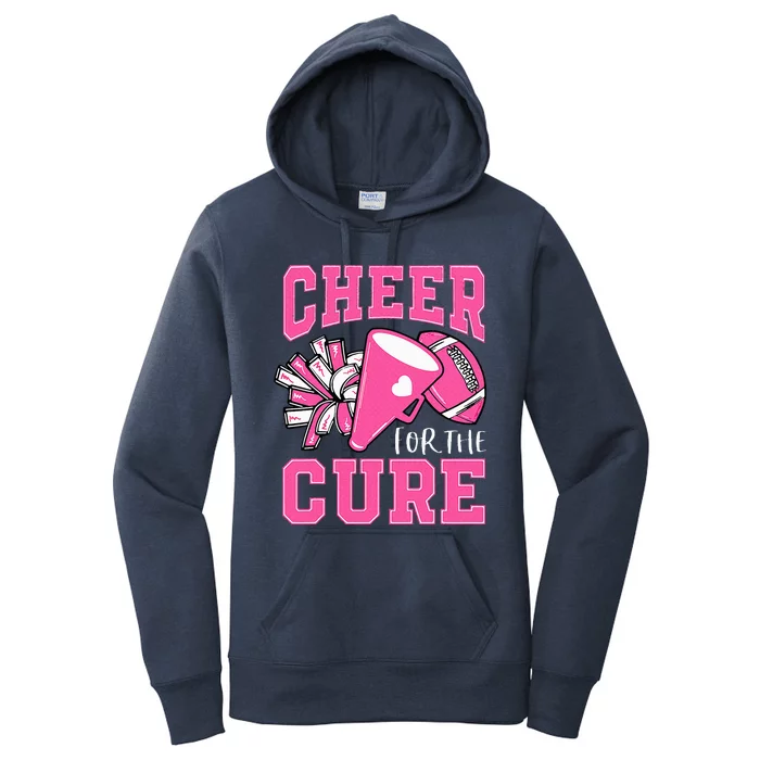 Cheer For The Cure Breast Cancer Awareness Cheerleader Funny Women's Pullover Hoodie