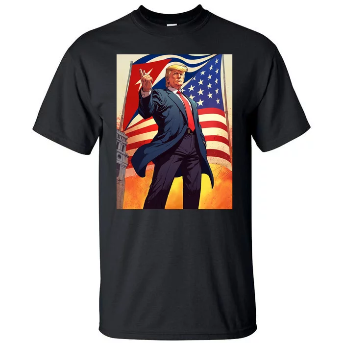 Cubans For Trump 2024 Pro Trump Cubanos Por Trump Cuban Flag Tall T-Shirt